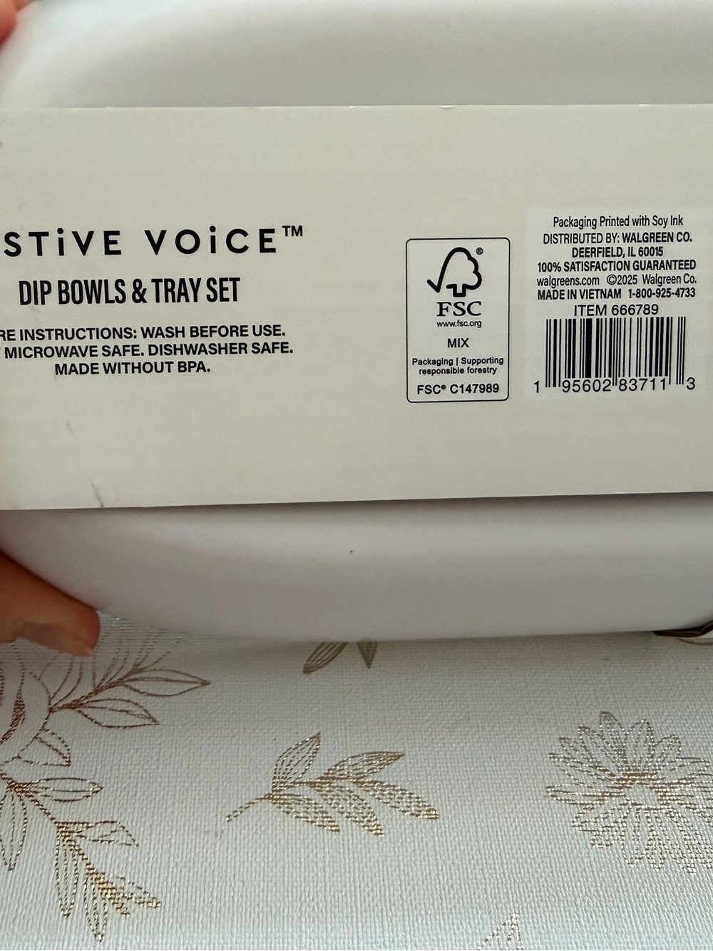 Festive Voice 4-Piece Dip Bowls & Tray Set - White Ceramic with Blue Accent - Picture 4 of 5